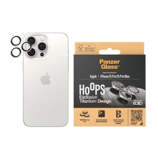 Panzerglass&trade; Hoops Kameraschutz Iphone 15 Pro | 15 Pro Max - white Titanium